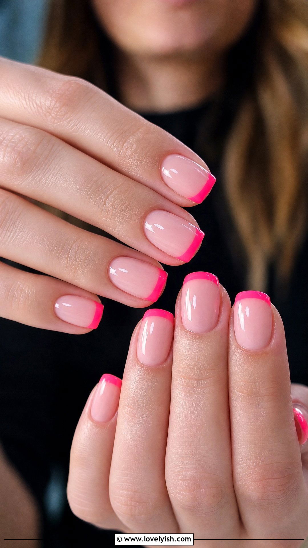 Neon Pink French Tip - 50 cute french tip nail designs - 50 cute french tip nail designs
