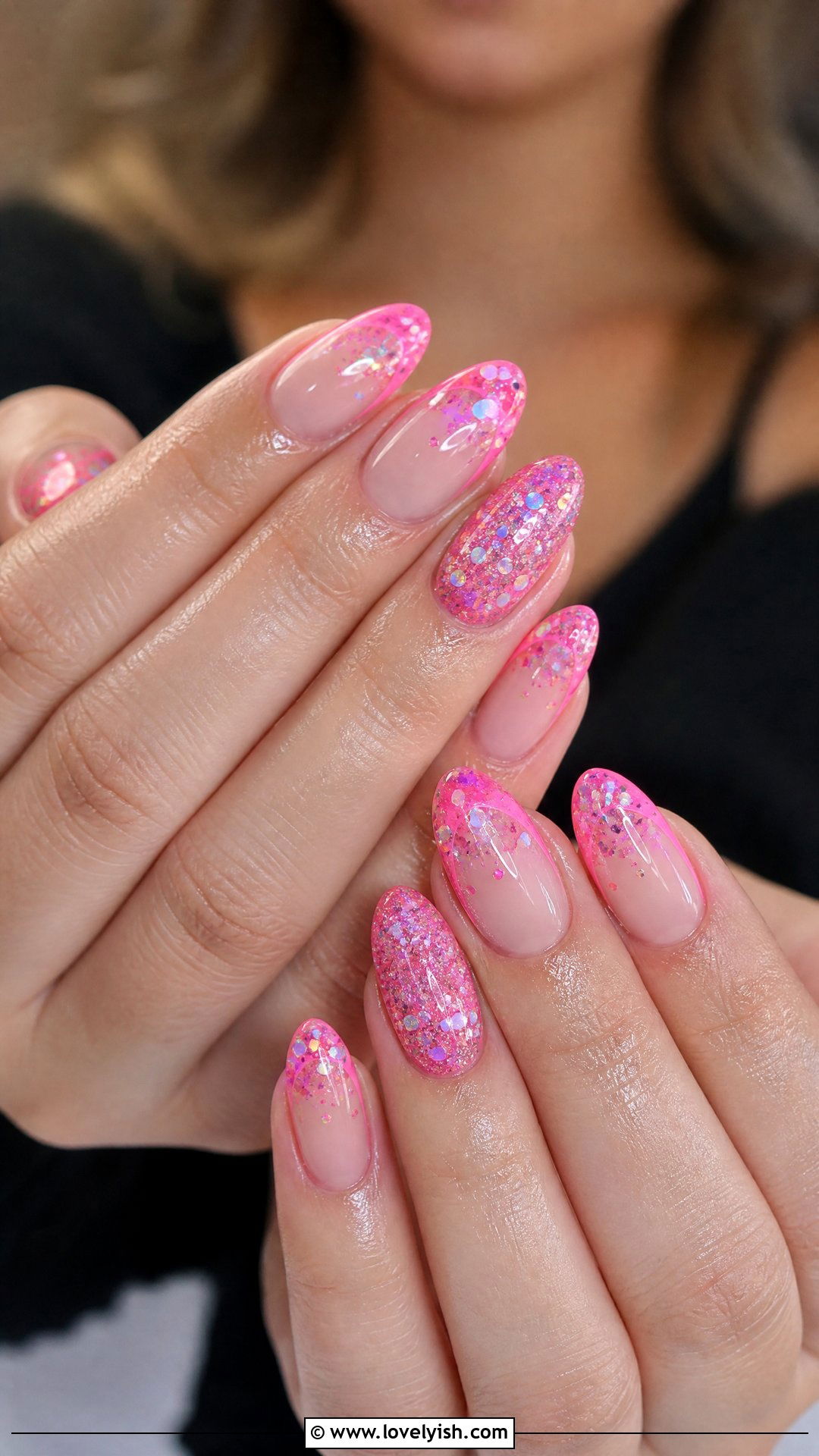 Neon Pink Glitter Pop Concert Nails - 50 concert nails - 50 concert nails