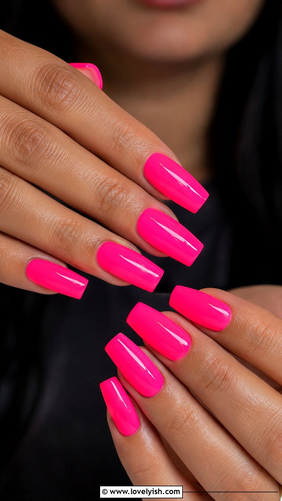 Neon Pink Long Square Nails - 50 long pink nails - 50 long pink nails
