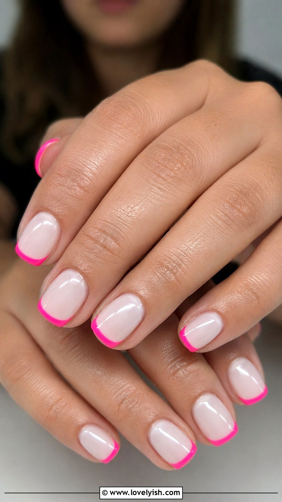 Neon Pink Micro French Nails - 47 nail inspiration - 47 nail inspiration