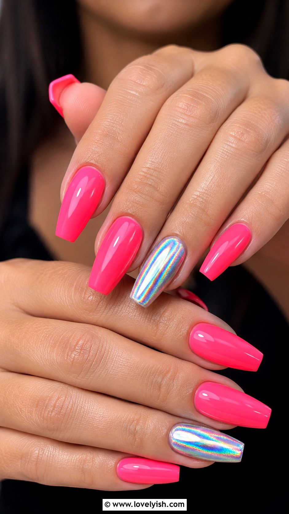 Neon Pink Party Birthday Nails - 50 birthday nails - 50 birthday nails