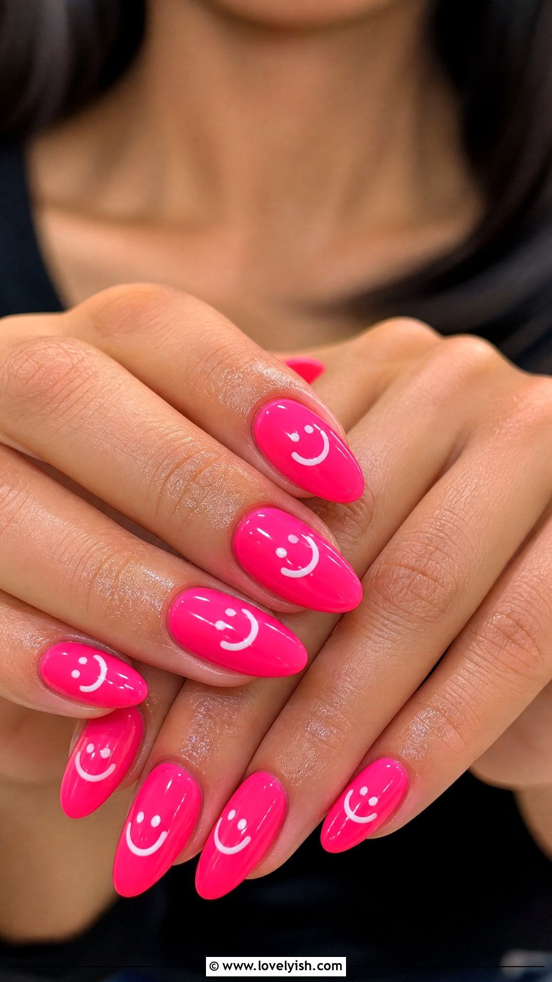 Neon Pink Smiley Face Nails - 50 smiley face nails - 50 smiley face nails