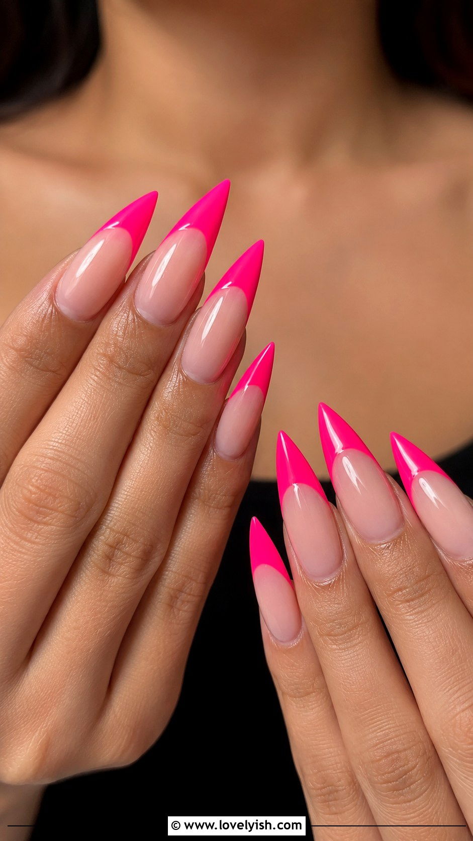 Neon Pink Tip Nails - 45 nail tips - 45 nail tips