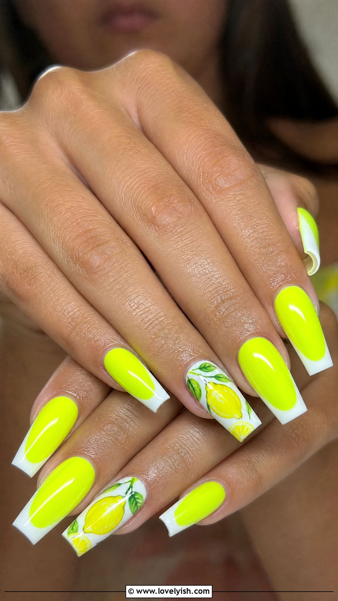 Neon Yellow Lemon Nails - 50 lemon nail design ideas - 50 lemon nail design ideas