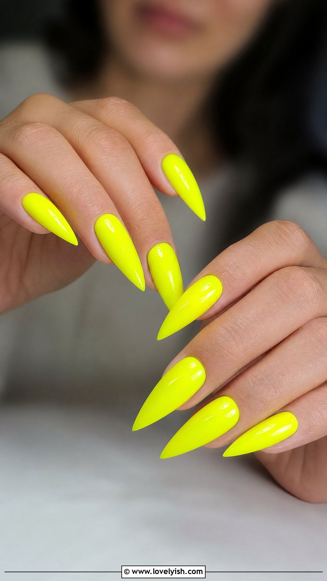 Neon Yellow Long Stiletto Nails - 50 long stiletto nails - 50 long stiletto nails