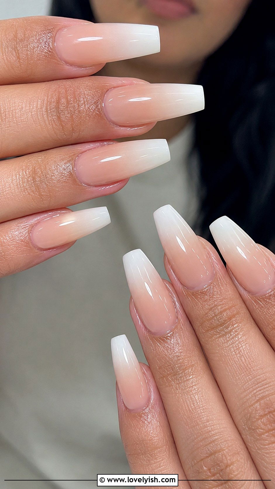 Neutral Ombre Coffin Nails With Gloss - 50 neutral nails - 50 neutral nails