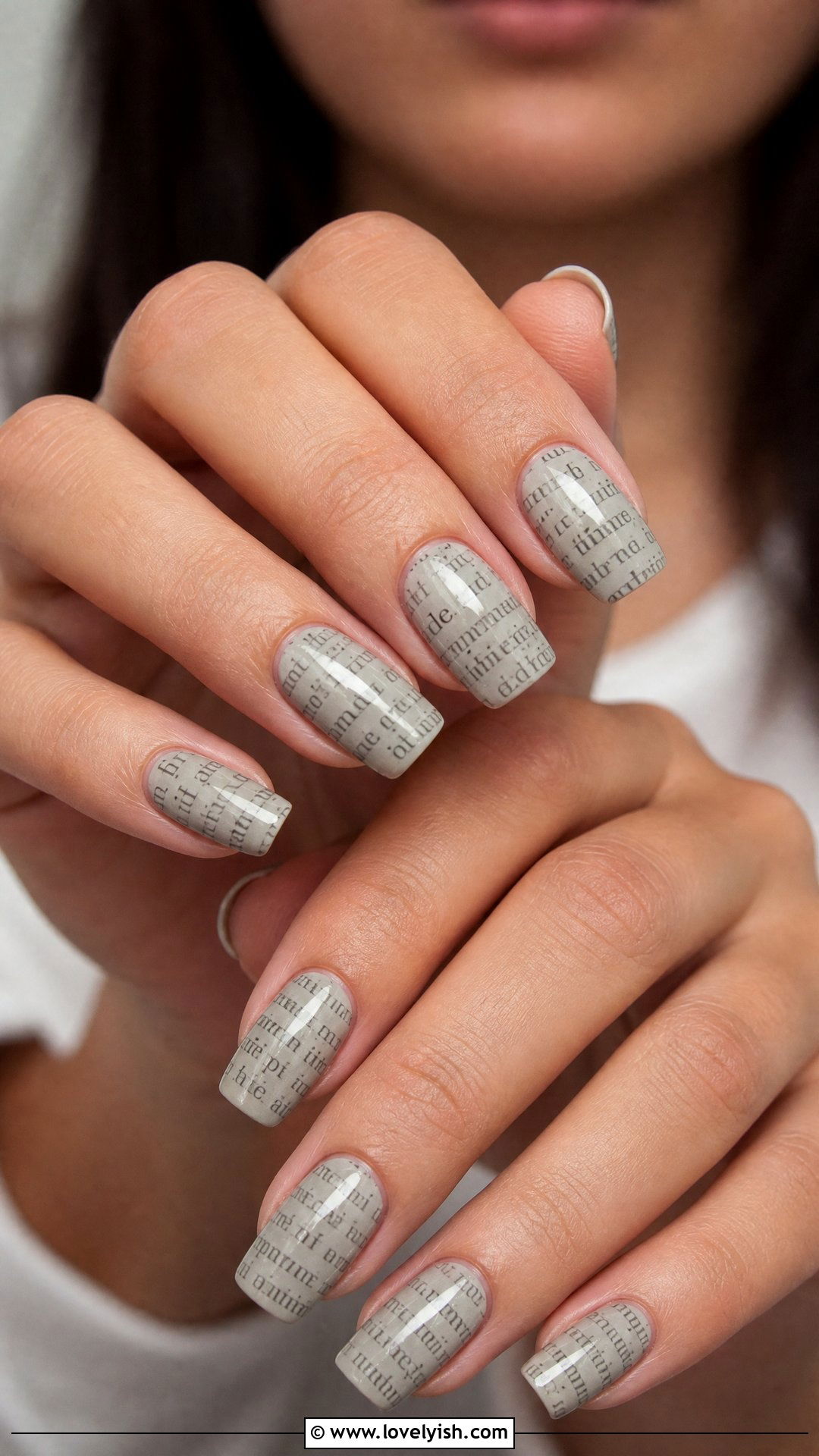 Newspaper Print Nails - 25 black and white nail art ideas - 25 black and white nail art ideas