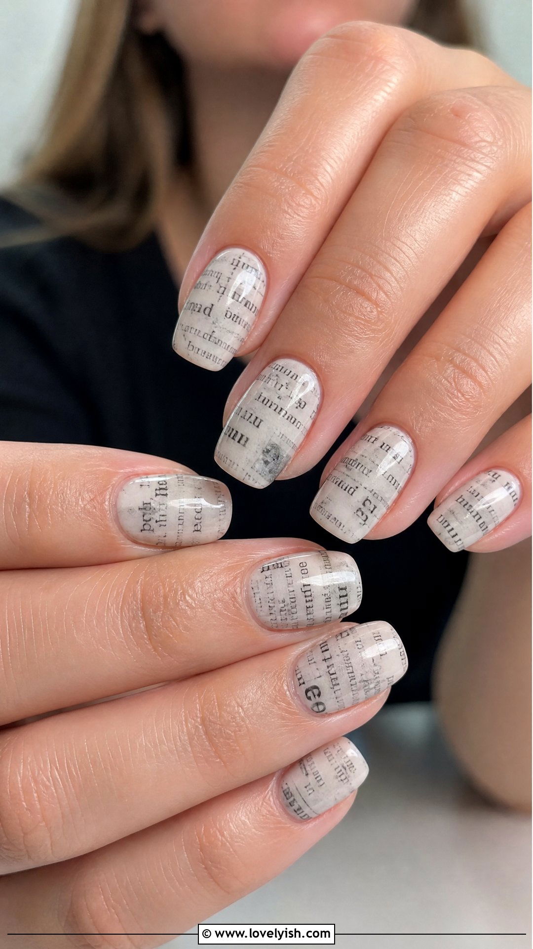 Newsprint Nails - 50 black and white nail designs - 50 black and white nail designs