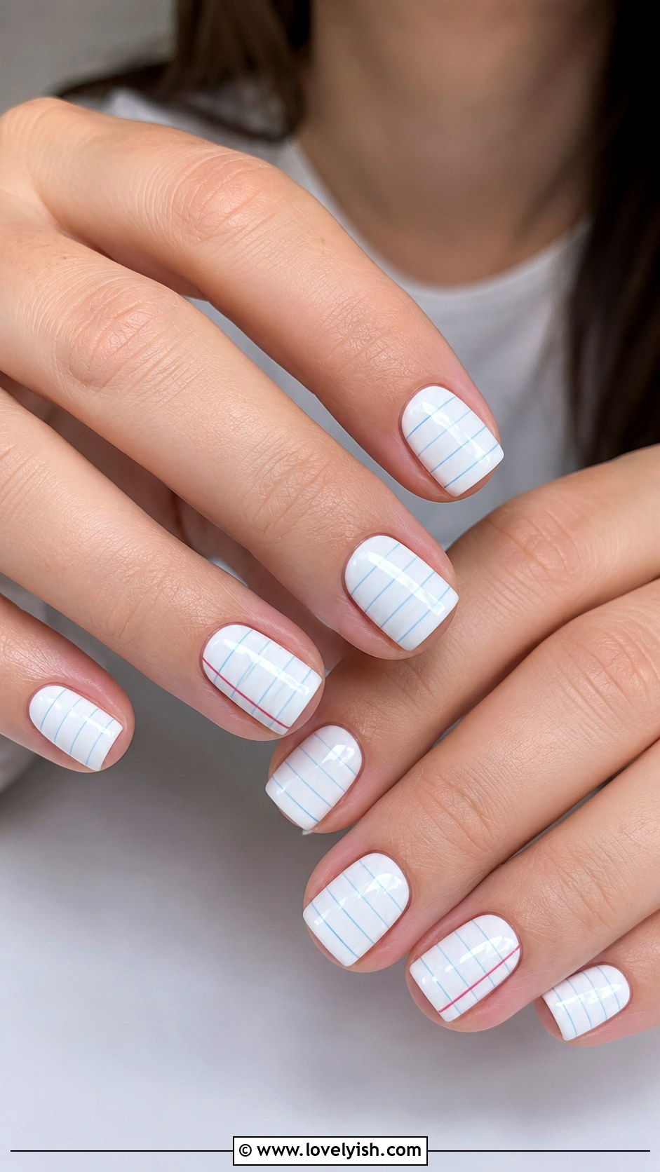 Notebook Paper Lined Nails - 50 back to school nails - 50 back to school nails