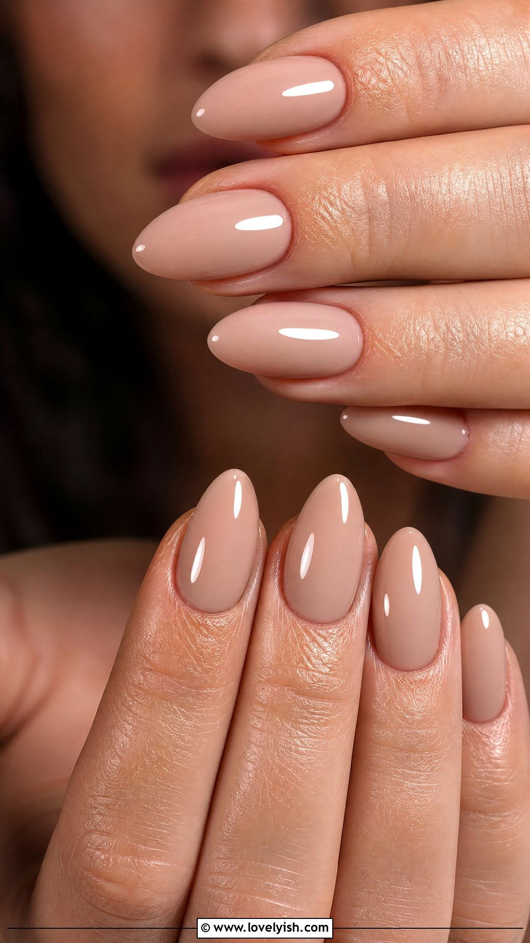 Nude Almond Glossy Nails - 50 classic nail designs - 50 classic nail designs