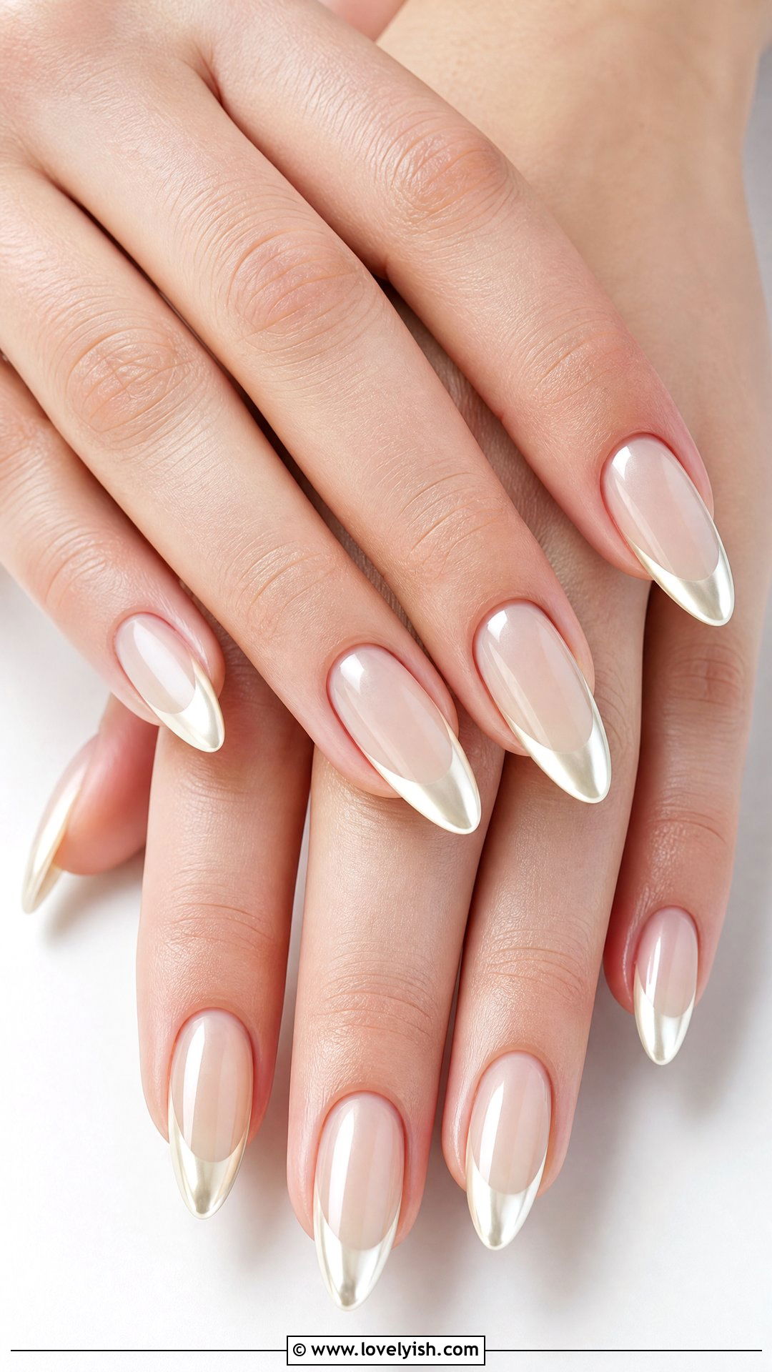 Nude Almond Pearl Tip Wedding Nails - 50 classic wedding nails - 50 classic wedding nails