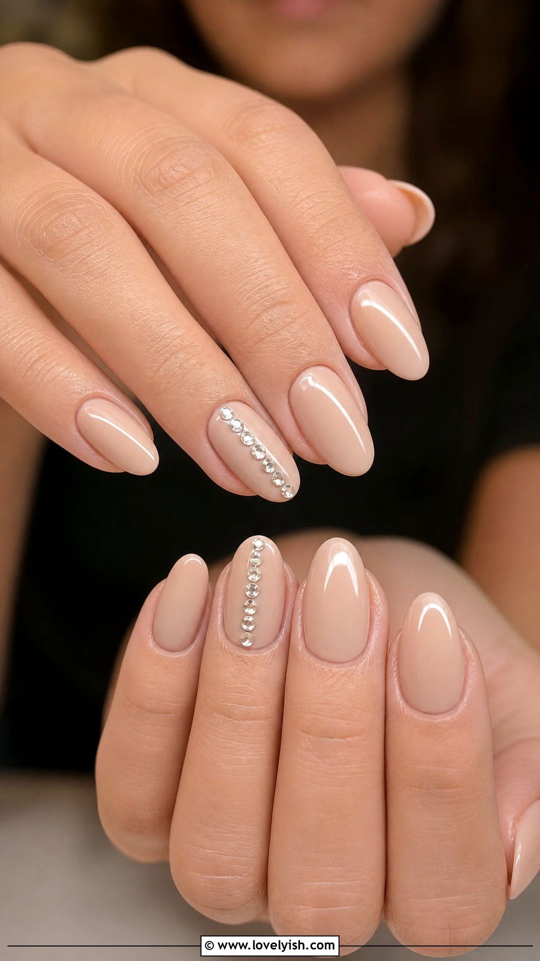 Nude Beige Diamond Nails - 50 diamond nails - 50 diamond nails