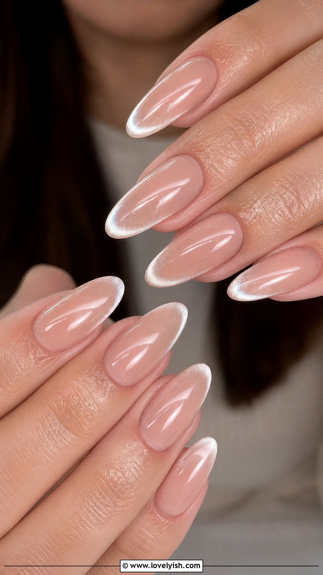 Nude Cat Eye French Tip Nails - 38 cat eye nail designs - 38 cat eye nail designs