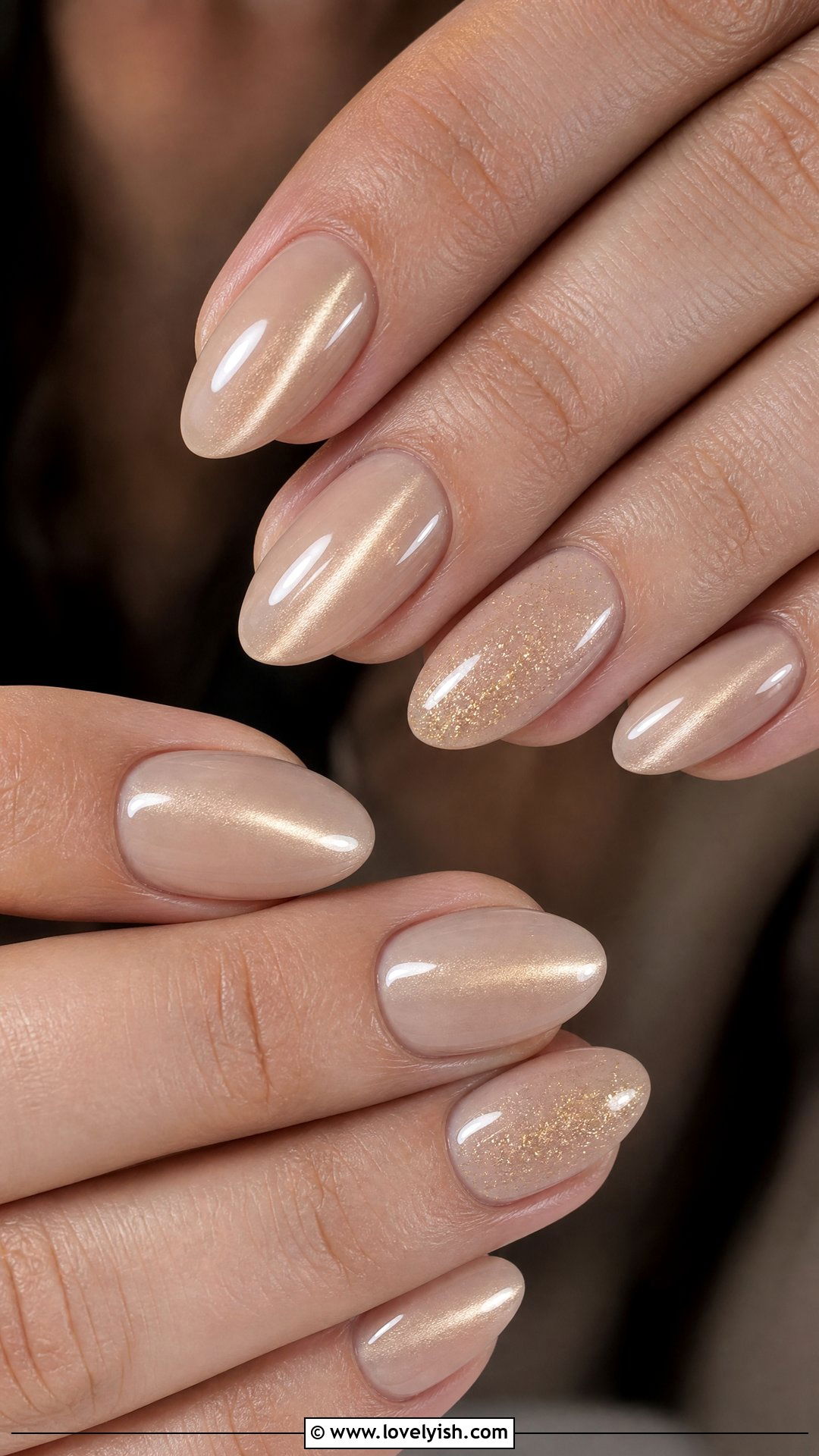 Nude Cat Eye Nails With Glitter - 50 cateye nail designs - 50 cateye nail designs