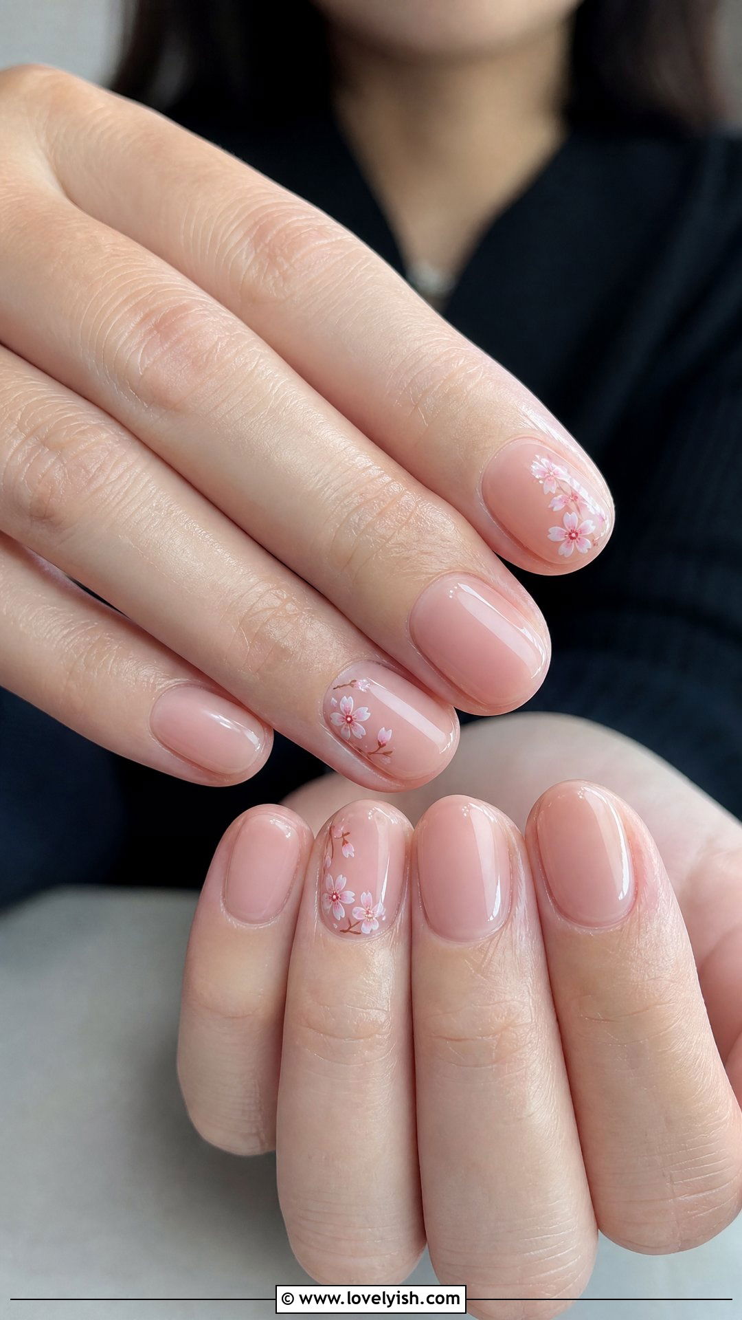 Nude Cherry Blossom Micro Floral Nails - 50 cherry blossom nails - 50 cherry blossom nails
