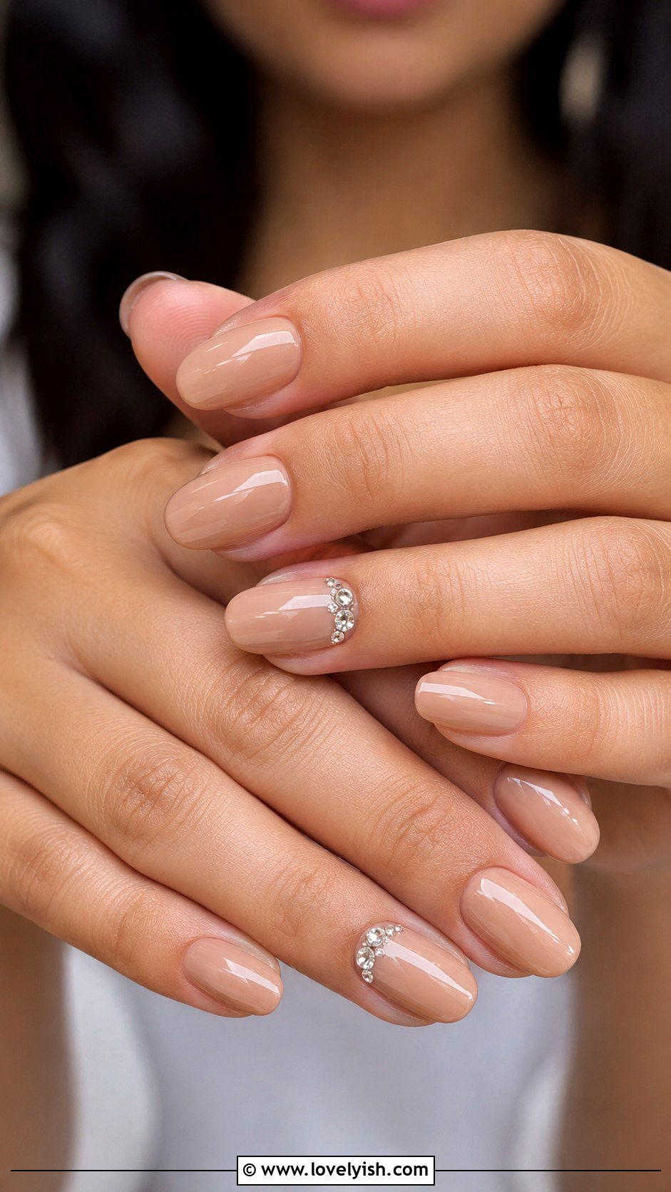 Nude Diamond Accent Birthday Nails - 50 birthday nails - 50 birthday nails