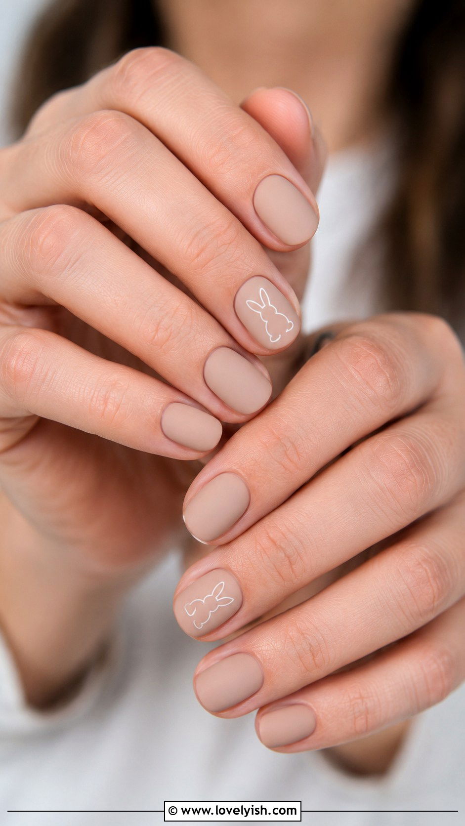 Nude Easter Nails With Bunny Silhouette - 44 easter nail designs - 44 easter nail designs
