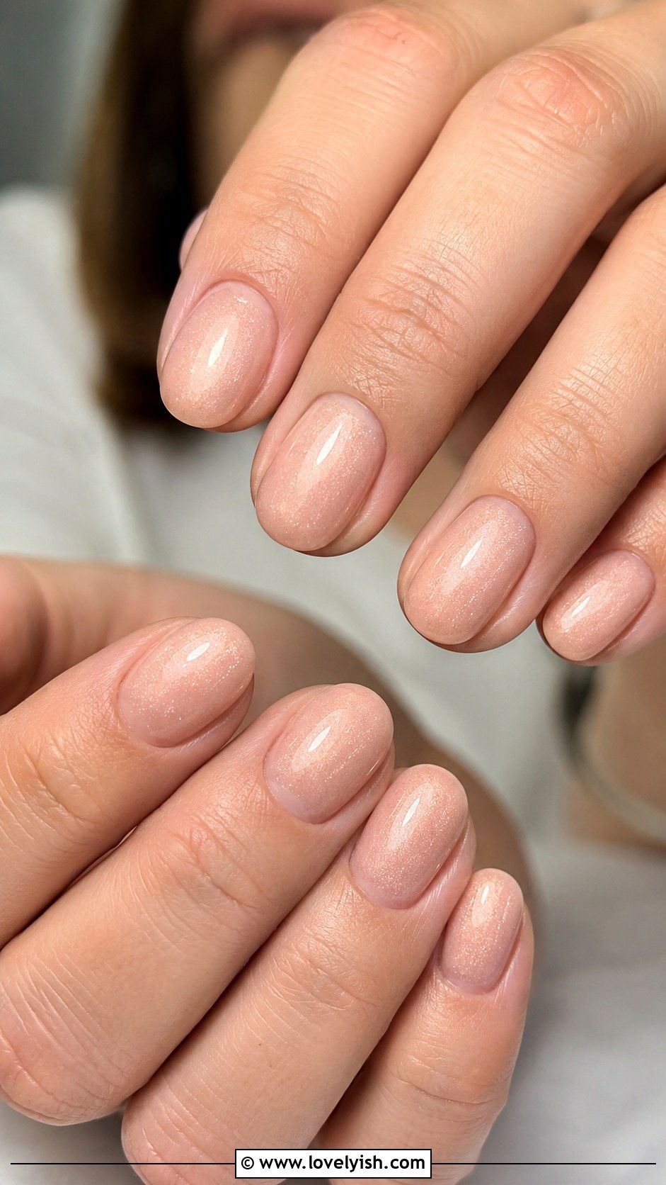 Nude Gel Nails with Subtle Shimmer Short - 50 work appropriate nails - 50 work appropriate nails