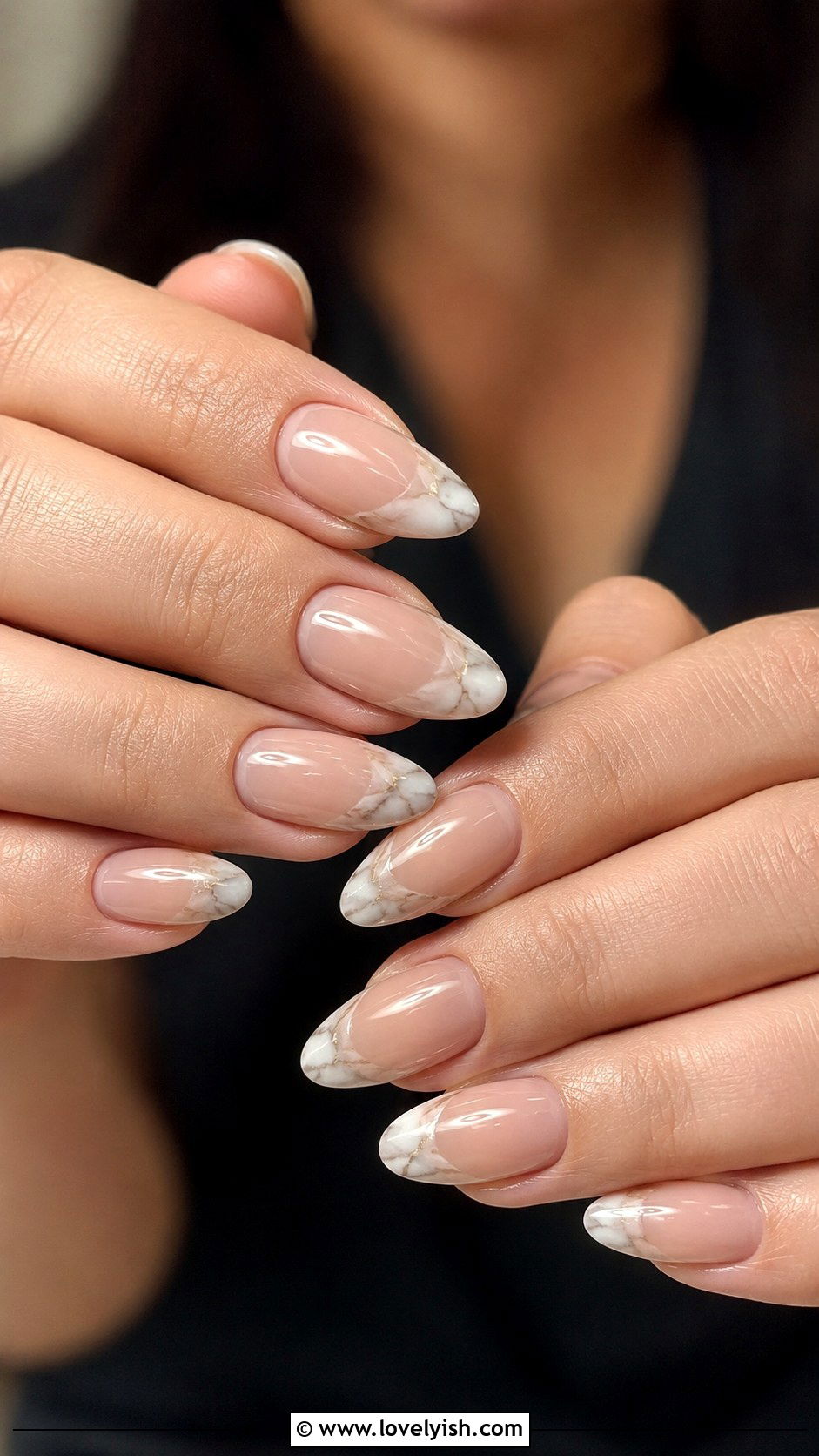 Nude Marble French Tip Nails - 38 marble nail designs - 38 marble nail designs