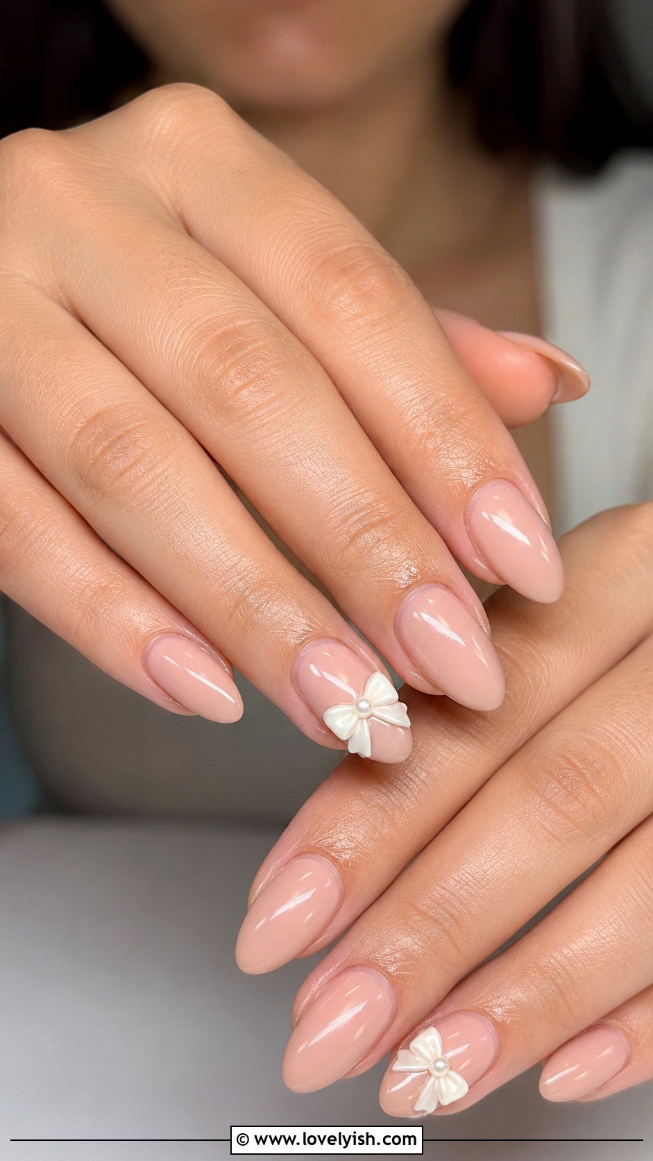 Nude Nails With Bow Accents - 50 nude nails - 50 nude nails
