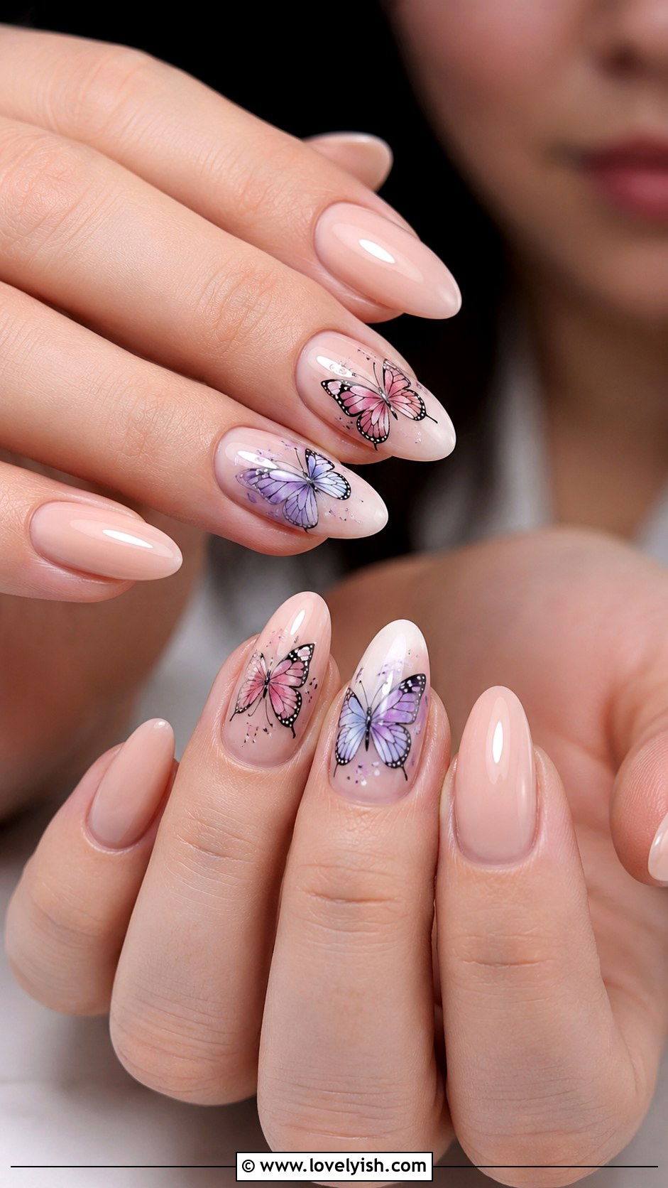 Nude Nails With Butterfly Design - 50 nude nails - 50 nude nails