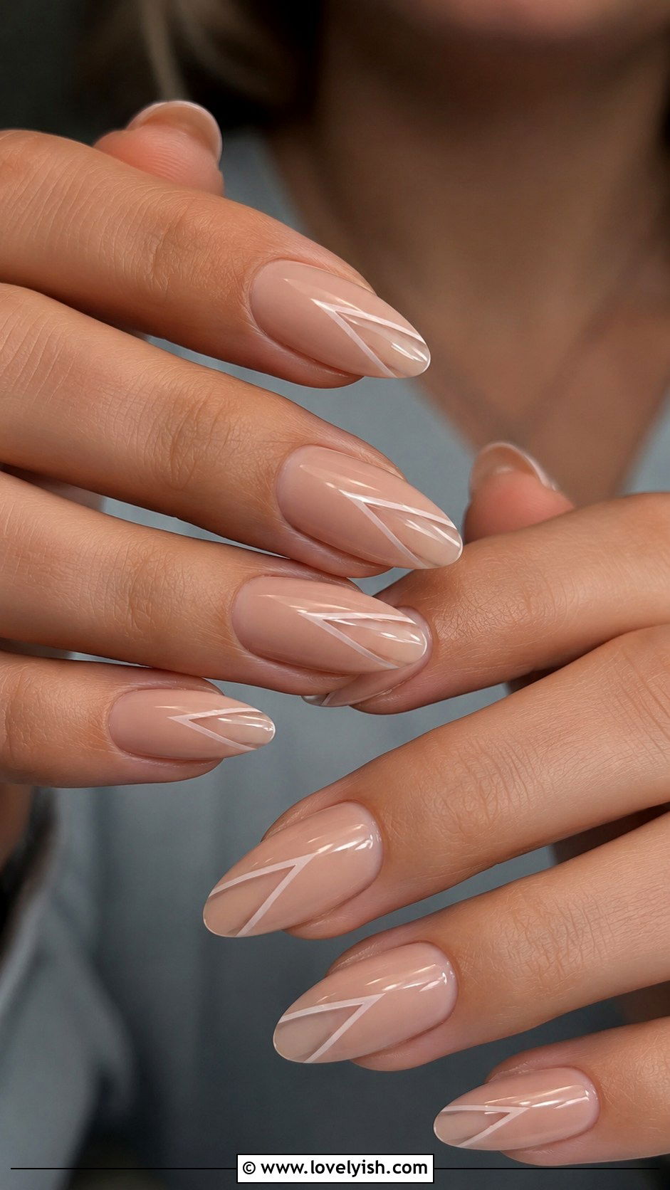 Nude Nails With Geometric Cutout - 50 natural nails - 50 natural nails