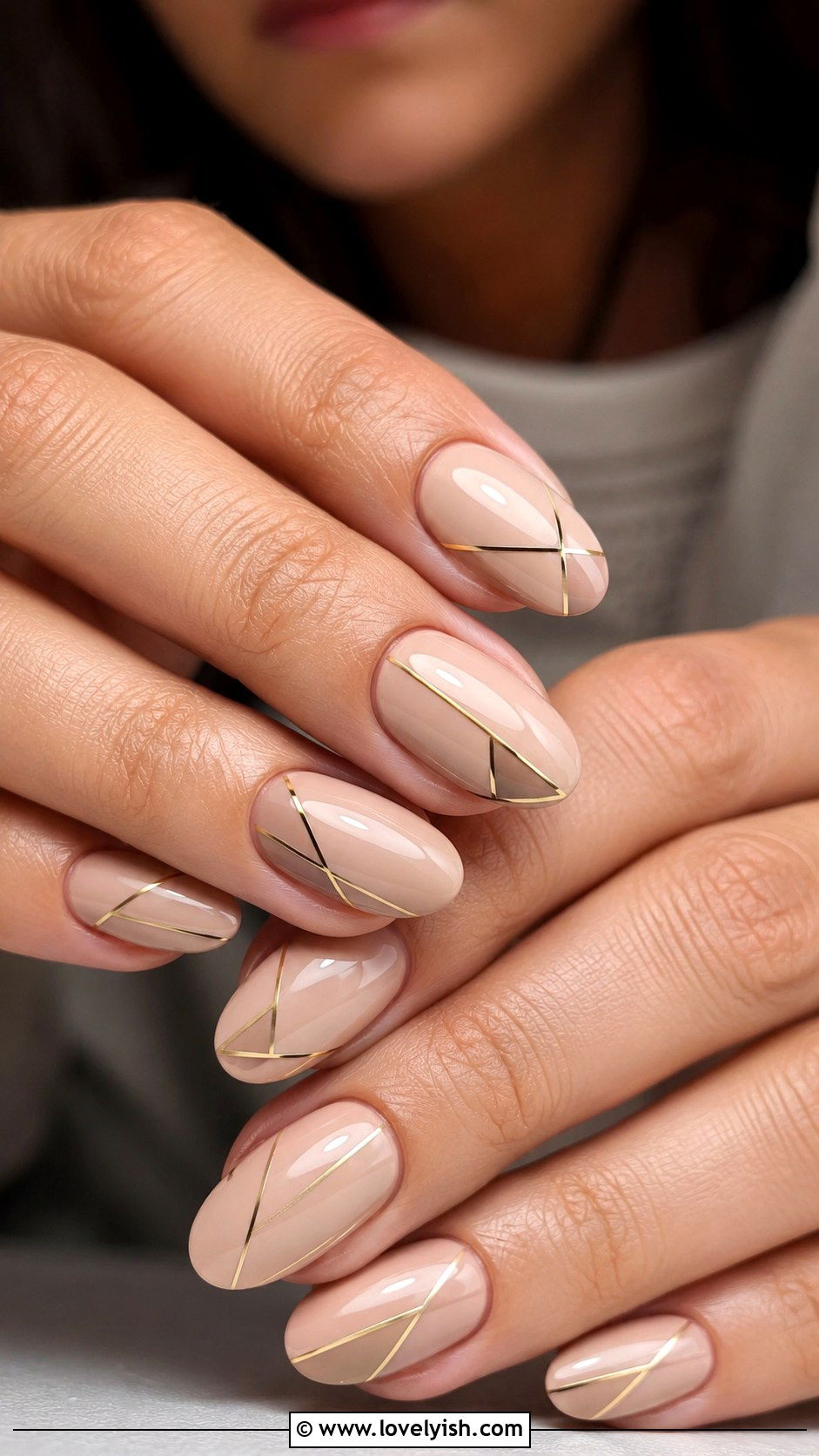 Nude Nails With Geometric Lines - 50 nude nails - 50 nude nails