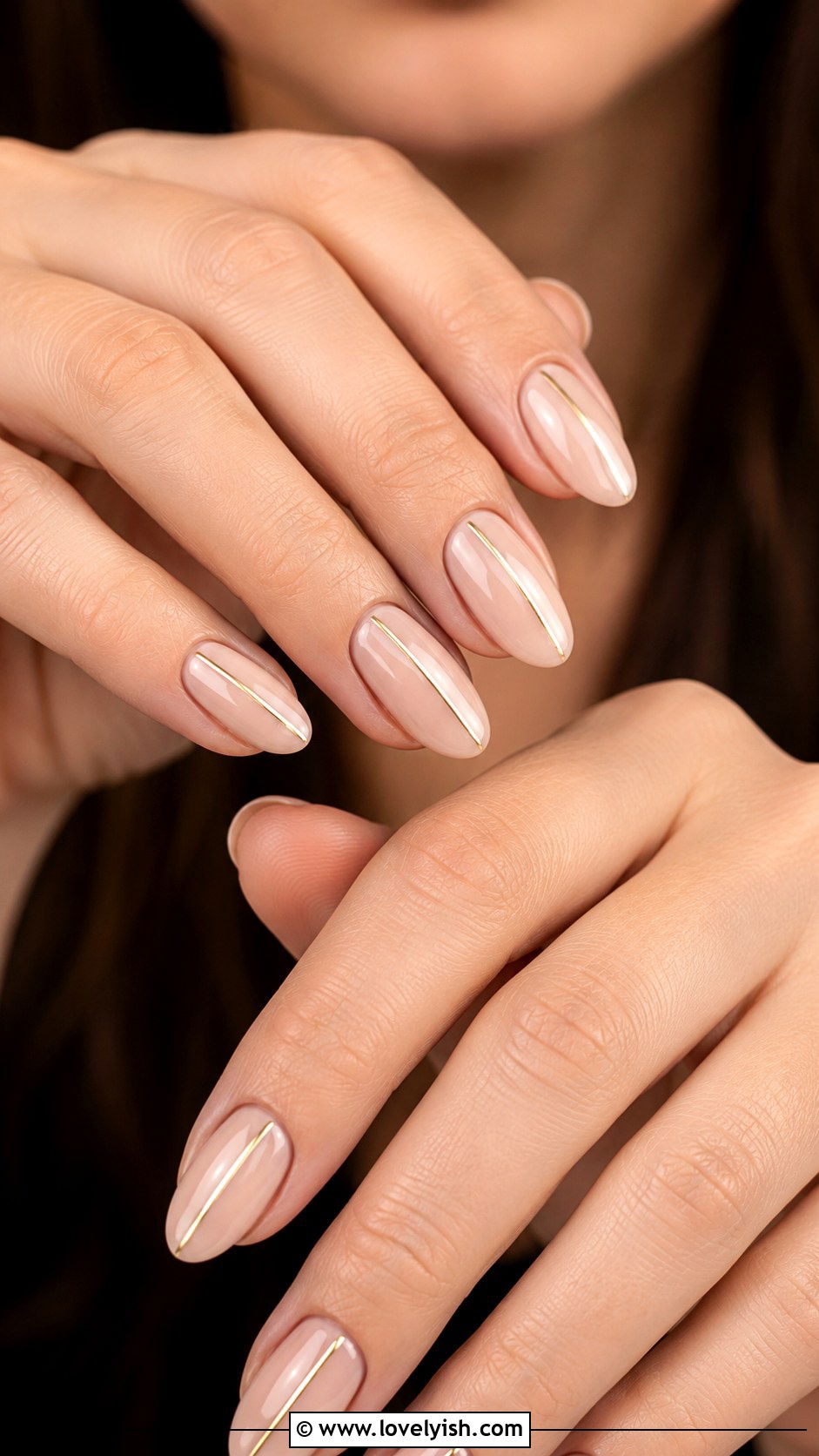 Nude Nails With Gold Lines - 50 nude nails - 50 nude nails