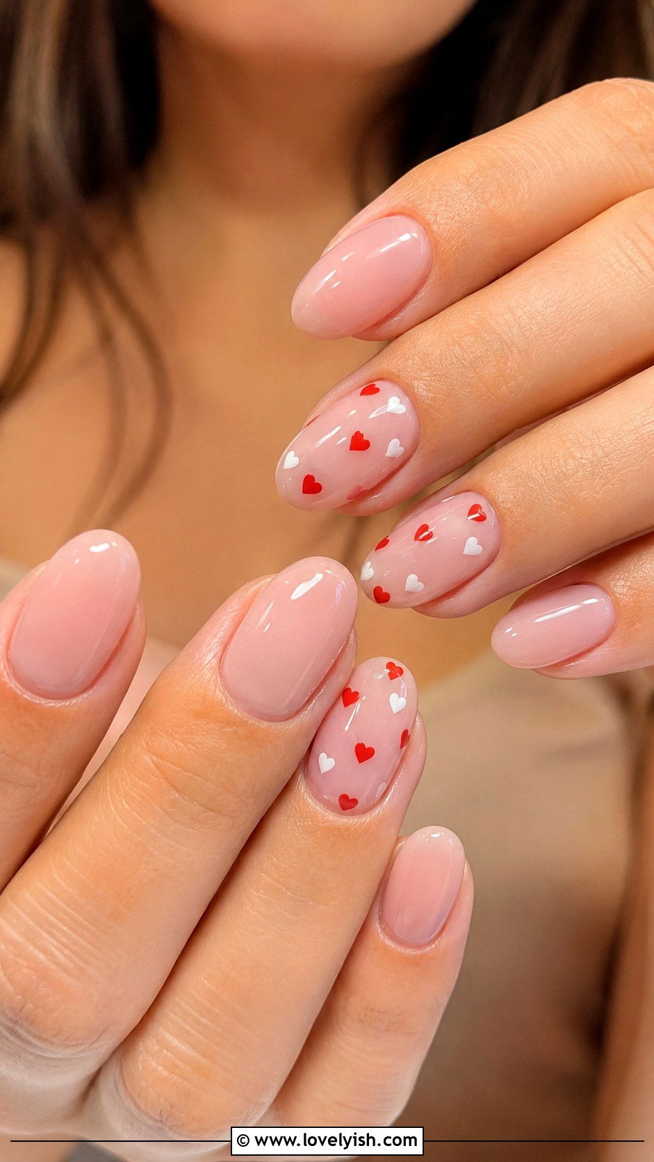 Nude Nails With Heart Accents - 50 nude nails - 50 nude nails