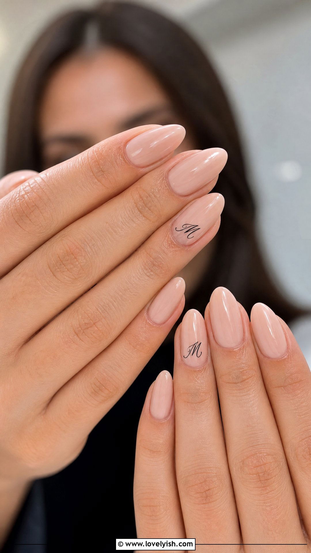 Nude Nails With Initial Accent - 50 dainty nails - 50 dainty nails