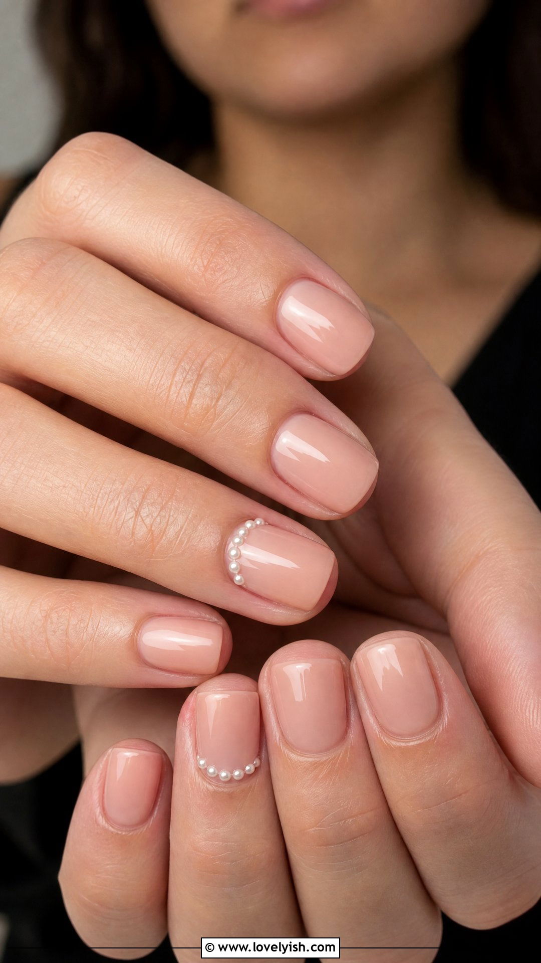 Nude Nails With Pearl Cuticle Accent - 50 dainty nails - 50 dainty nails