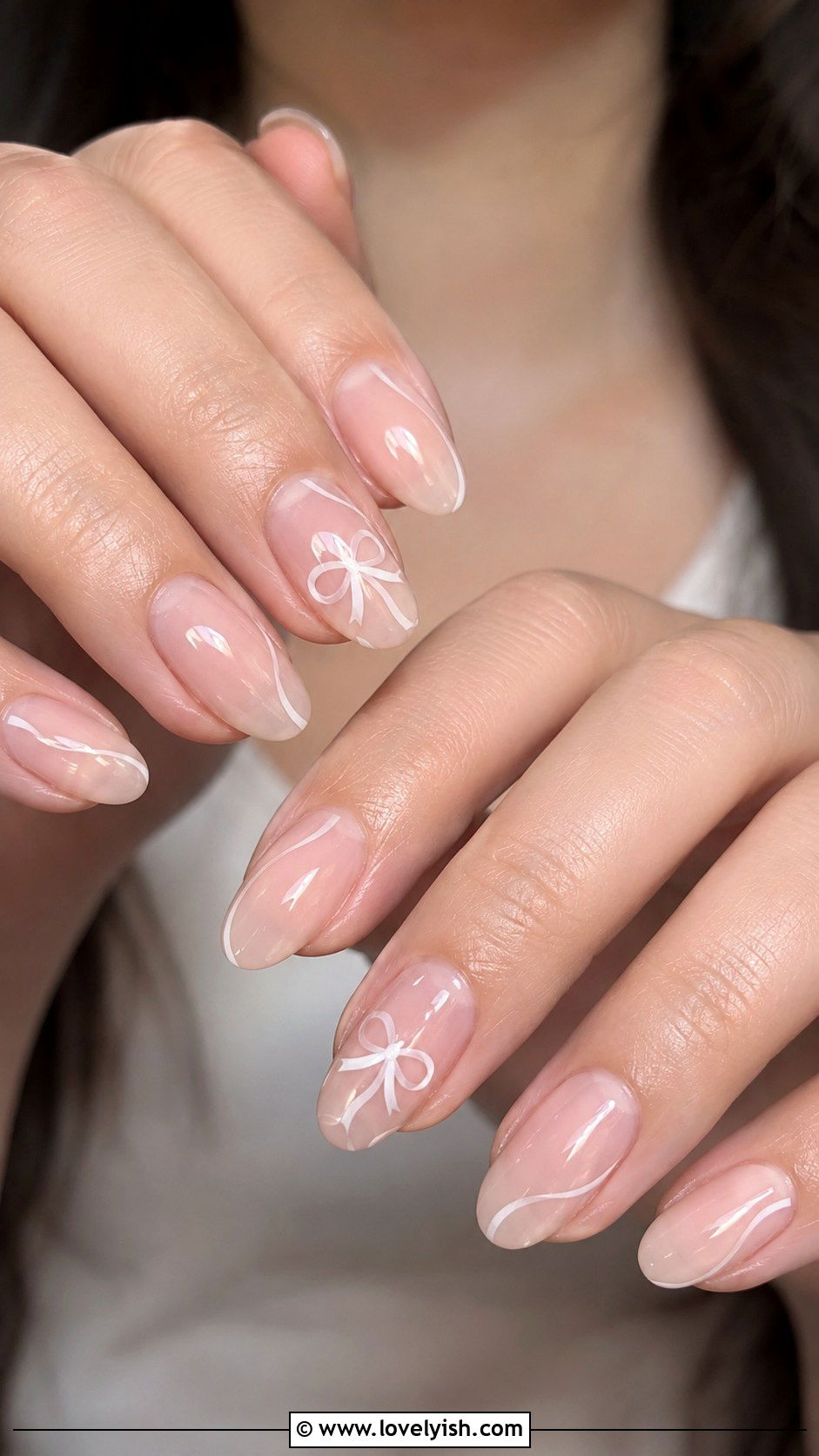 Nude Nails With Ribbon Design - 50 nude nails - 50 nude nails