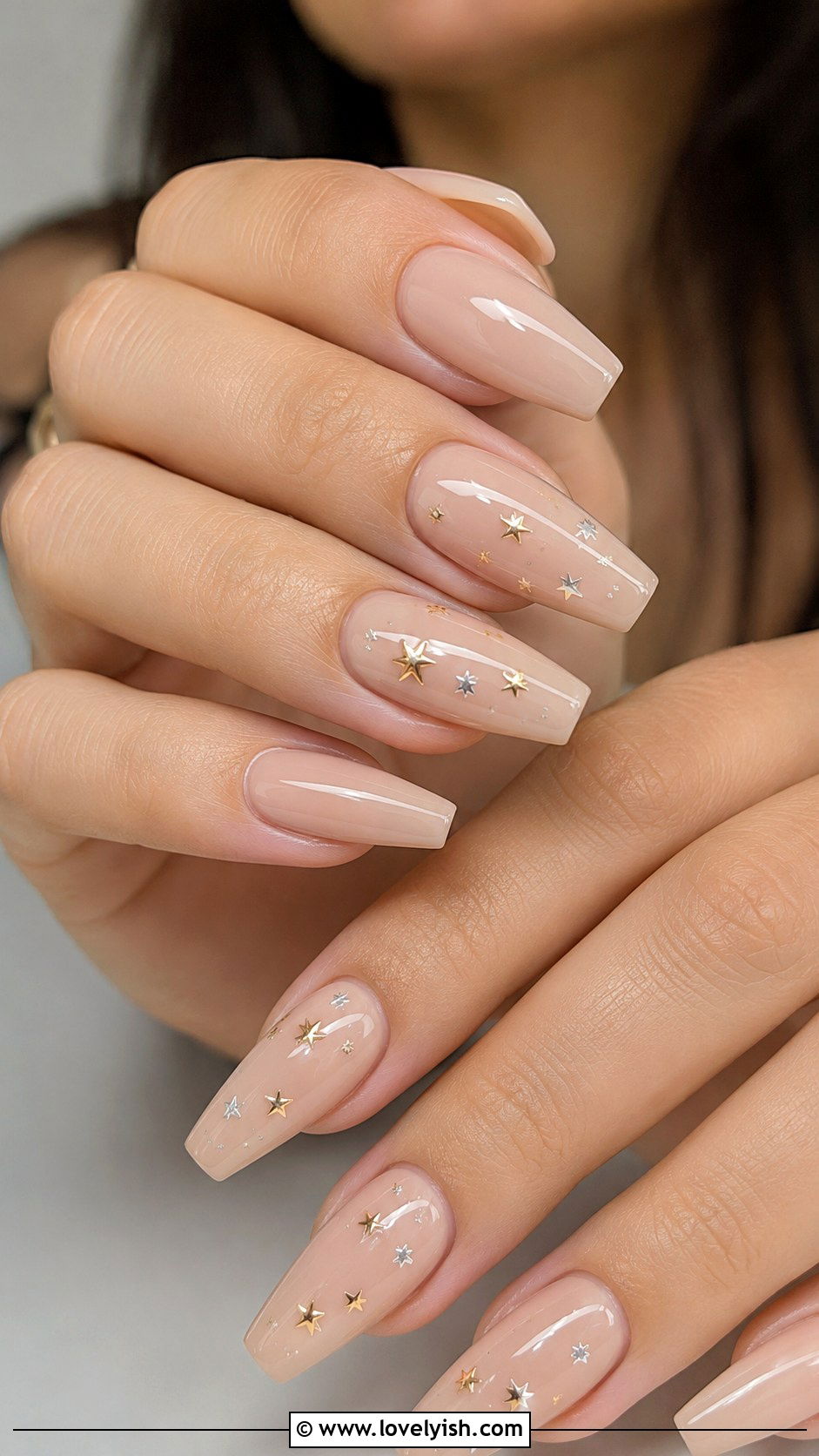 Nude Nails With Star Accents - 50 nude nails - 50 nude nails