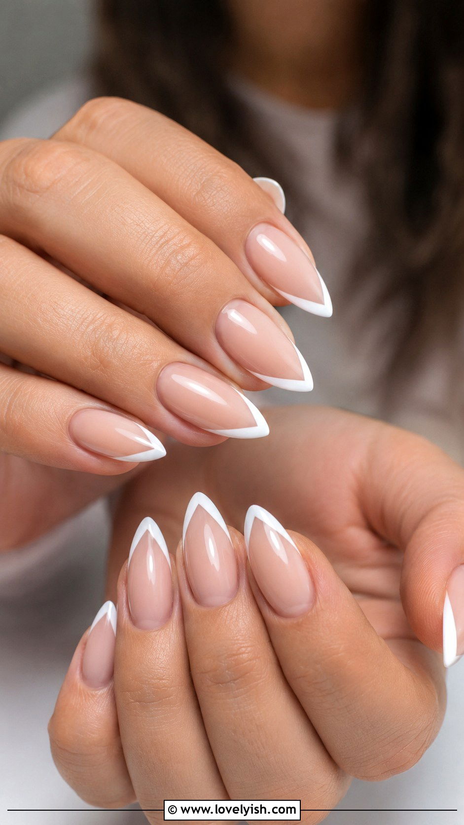 Nude Nails With V Shaped French Tips - 50 nude nails - 50 nude nails