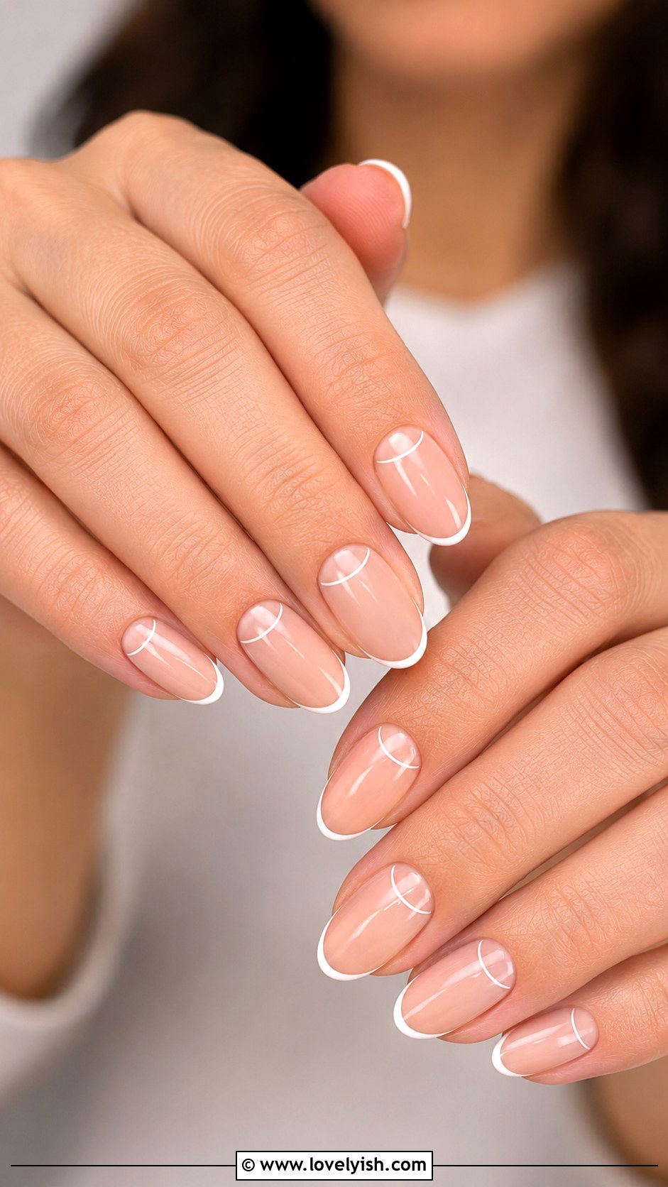 Nude Nails With White Negative Space Design - 50 neutral nails - 50 neutral nails