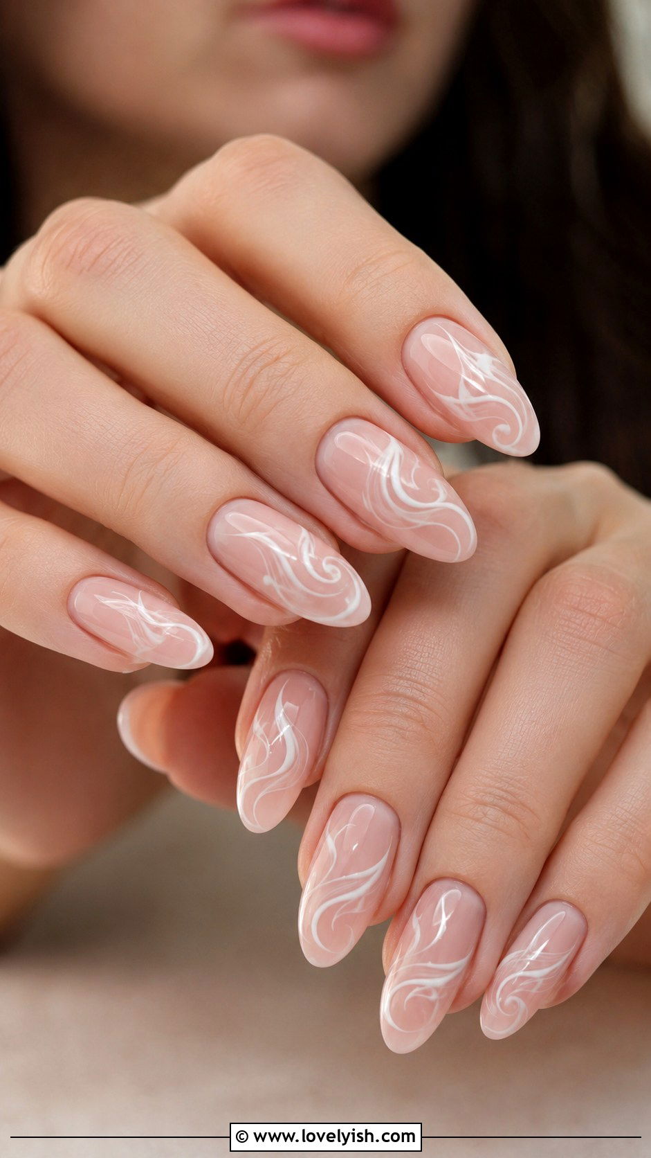Nude Nails With White Swirls - 50 nude nails - 50 nude nails