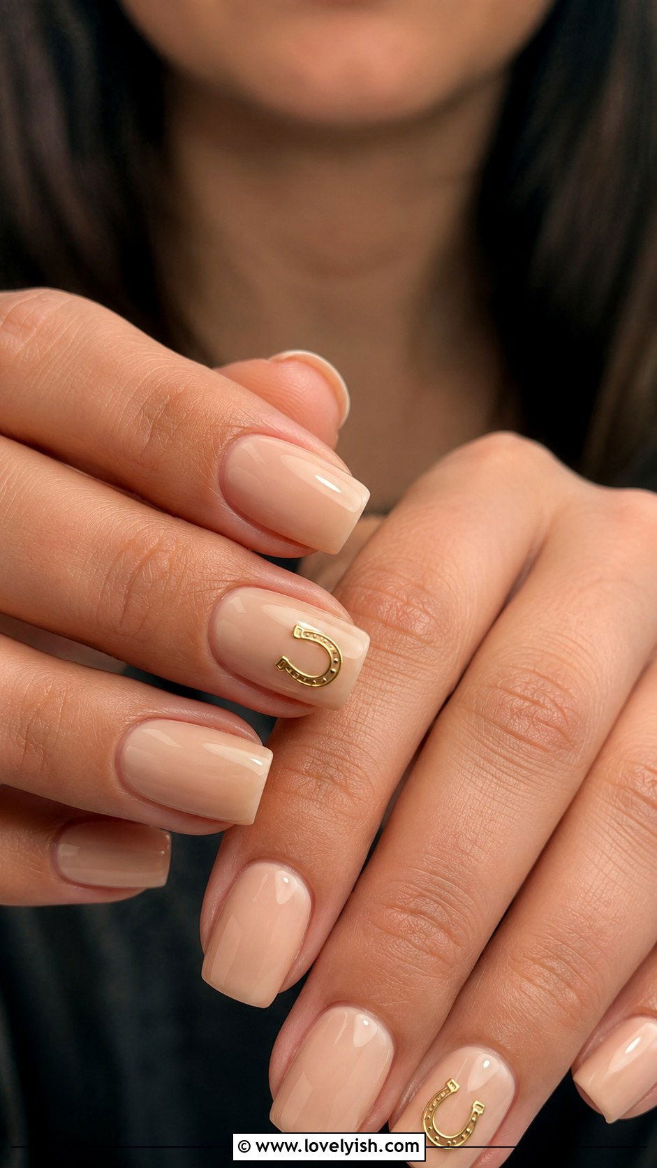 Nude Nails with Horseshoe Art - 50 western nail designs - 50 western nail designs