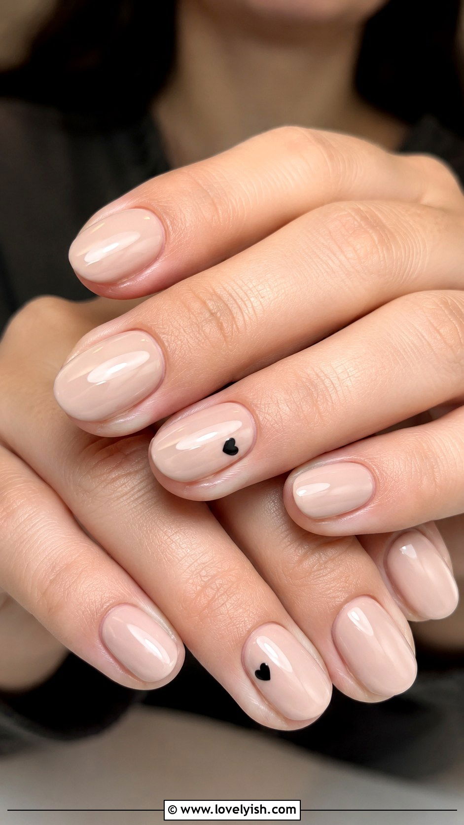 Nude Nails with Tiny Heart Accent - 33 minimalist nail designs - 33 minimalist nail designs