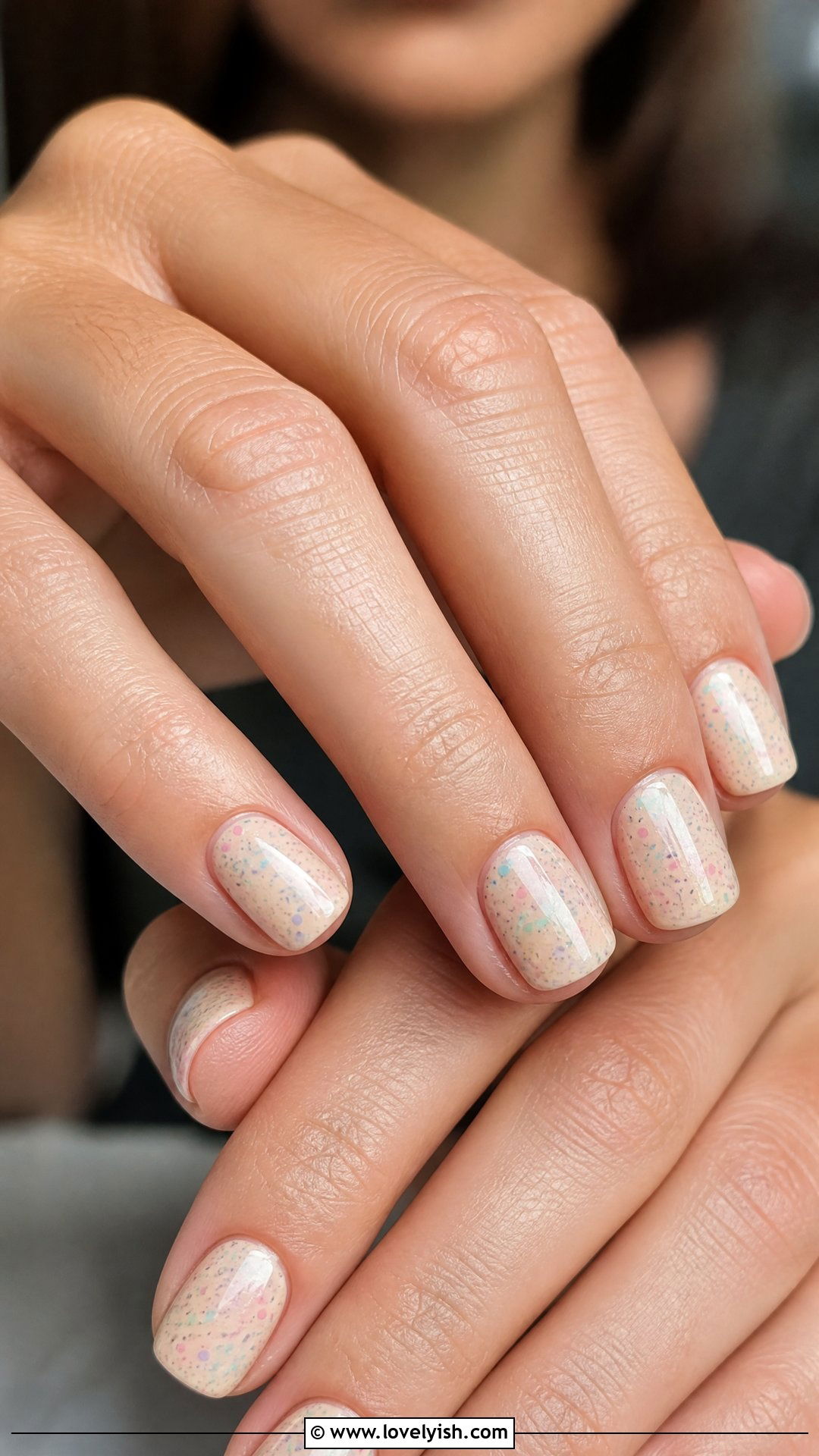 Nude Pastel Speckle Nails - 50 easy spring nail designs - 50 easy spring nail designs