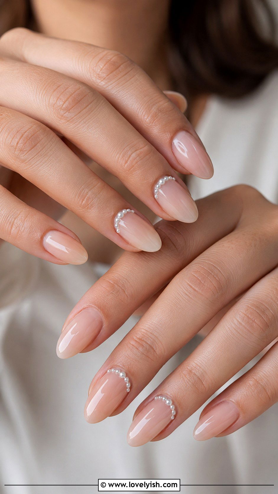 Nude Pearl Accent Prom Nails - 50 prom nails - 50 prom nails