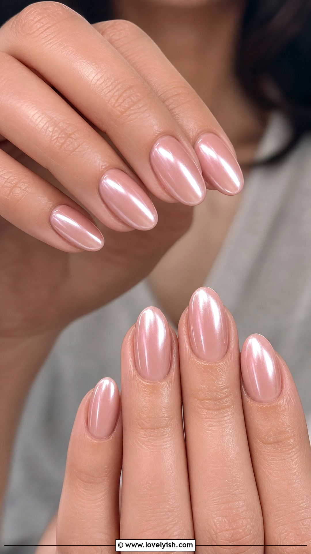Nude Pink Chrome Glazed Nails - 50 medium nails - 50 medium nails