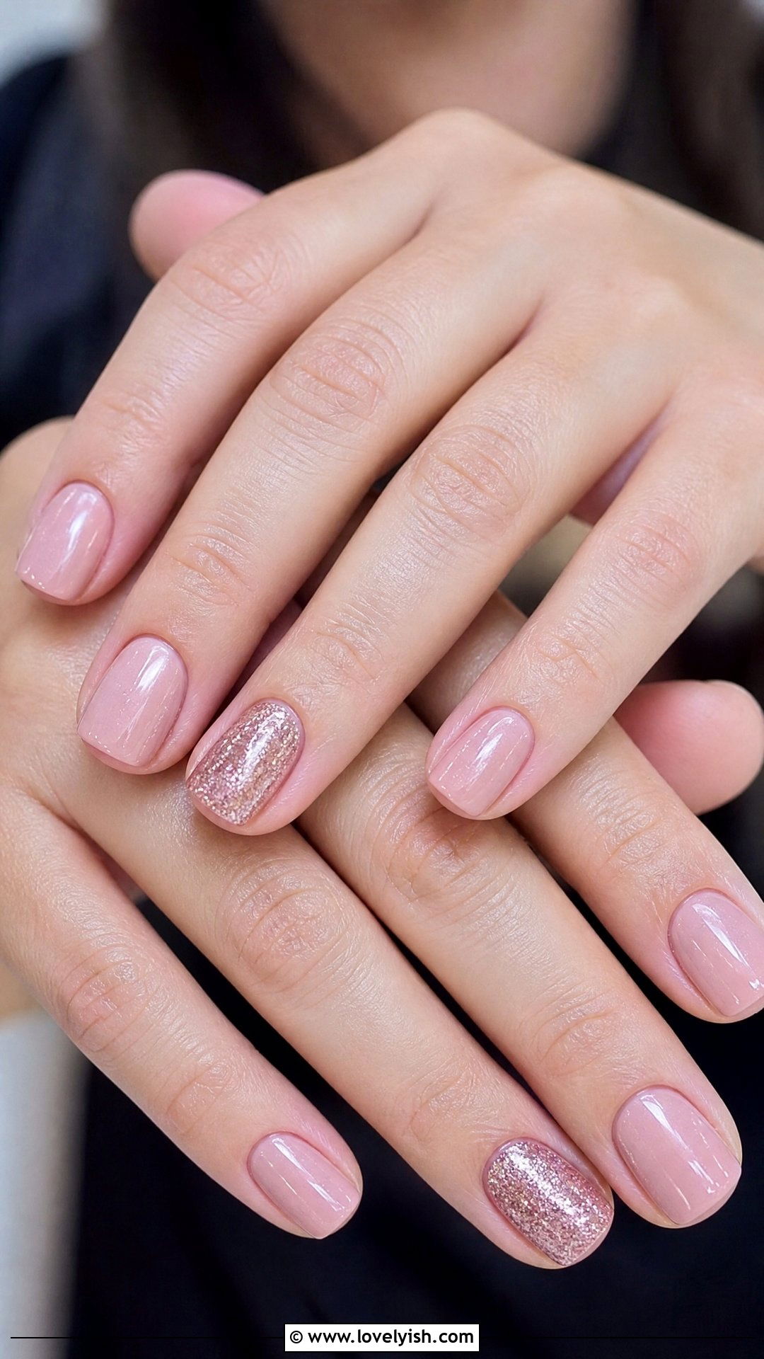 Nude Pink Sparkle Nails - 50 mothers day nail designs - 50 mothers day nail designs