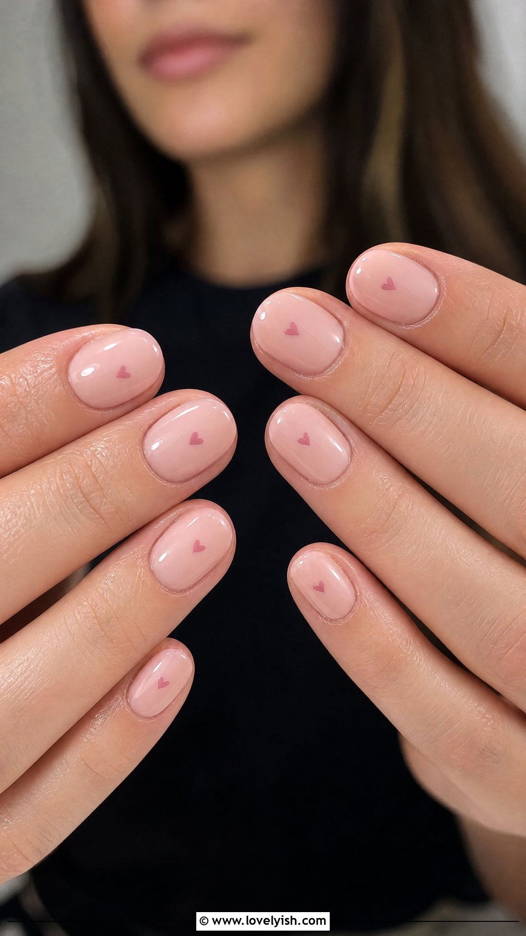 Nude Pink With Tiny Heart Nails - 50 feminine nails - 50 feminine nails