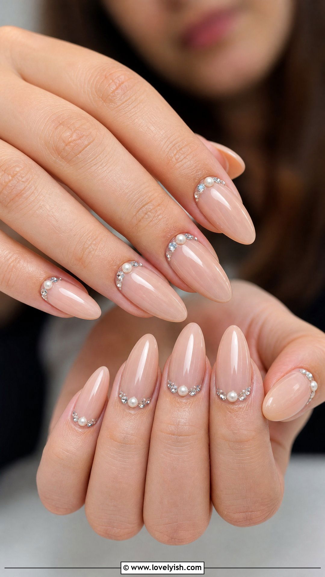 Nude Polygel Nails with Rhinestones - 50 polygel nails - 50 polygel nails