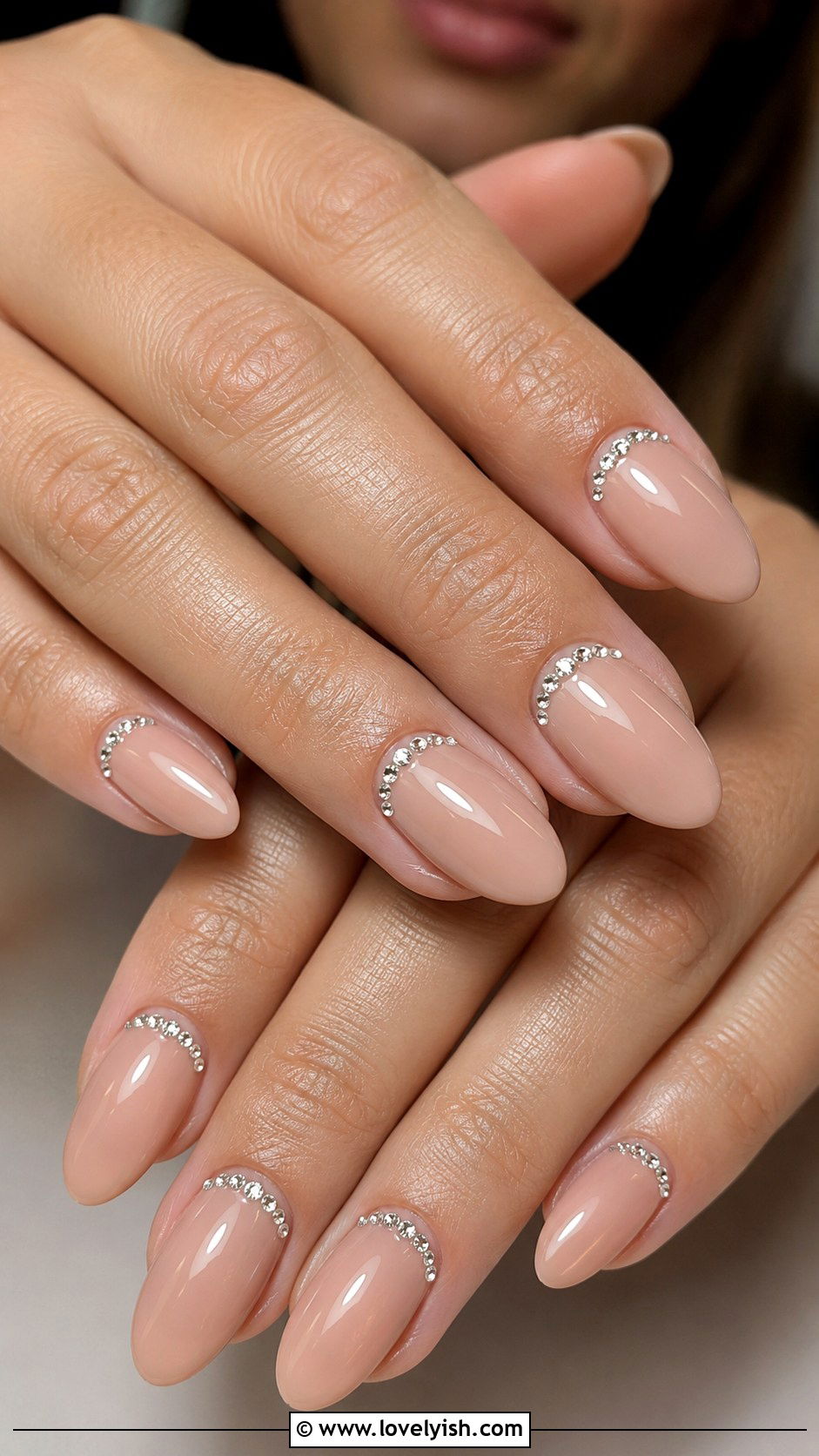 Nude UV Gel Nails With Rhinestones - 50 uv gel nails - 50 uv gel nails