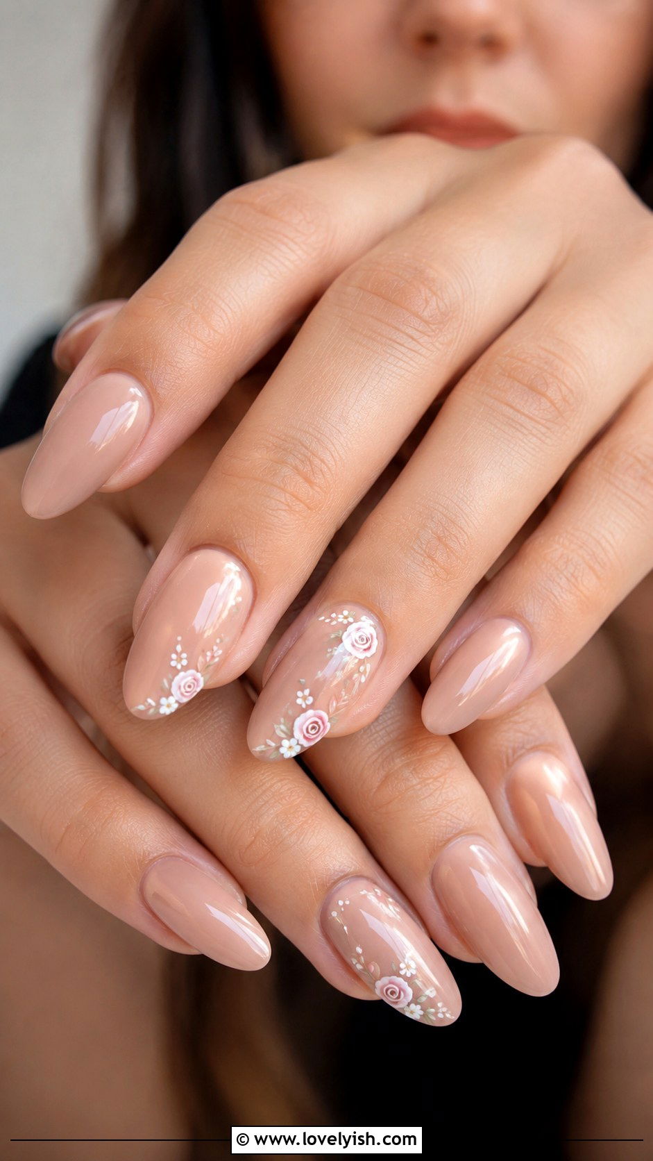 Nude With Floral Nail Art Accent - 50 neutral nails - 50 neutral nails