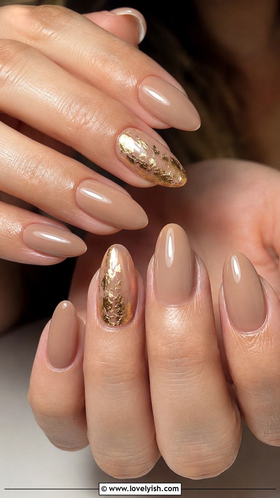 Nude With Gold Foil Gel X Nails - 50 gel x nails - 50 gel x nails