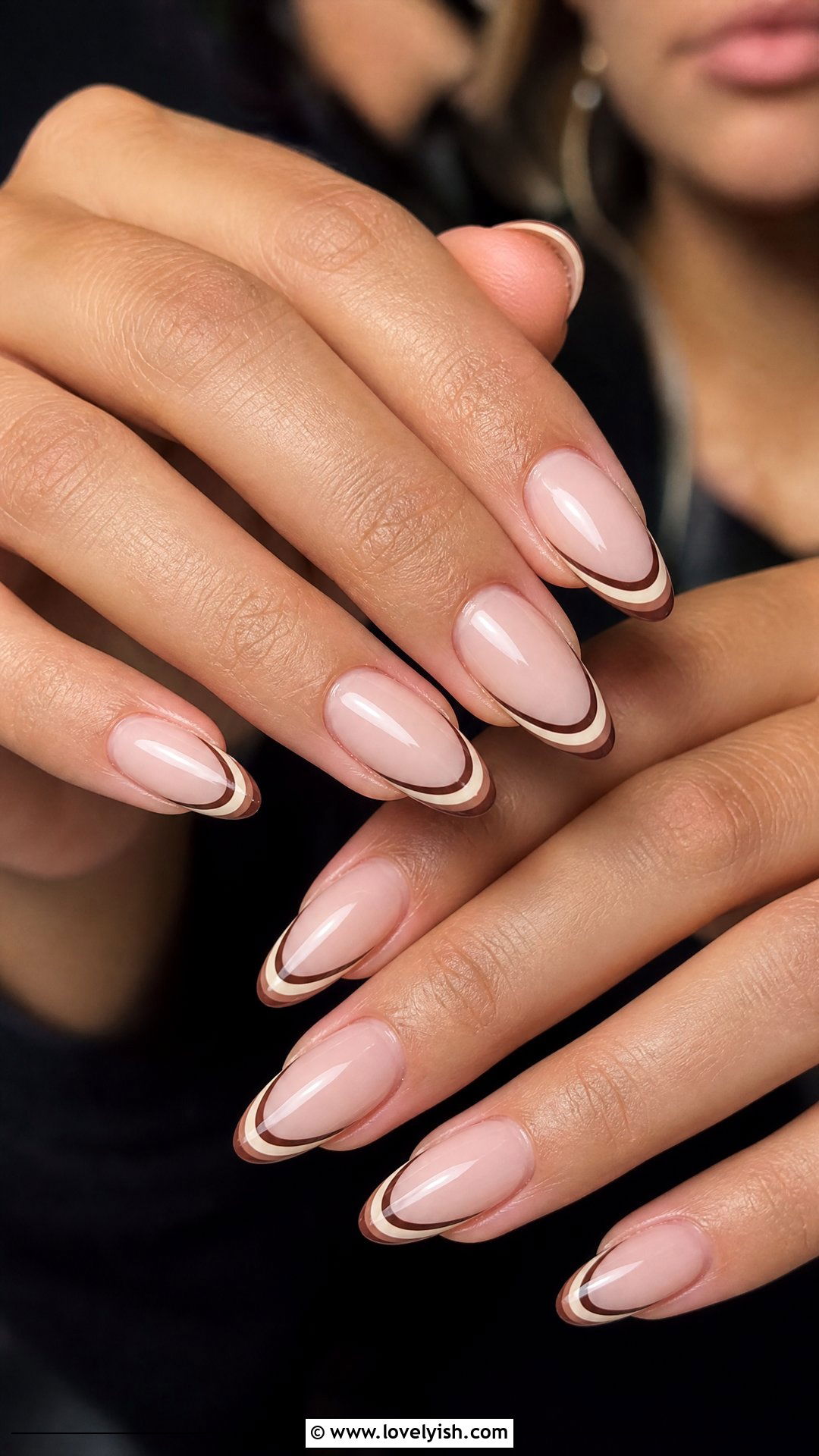 Nude and Brown Double French Tips - 50 brown nails - 50 brown nails