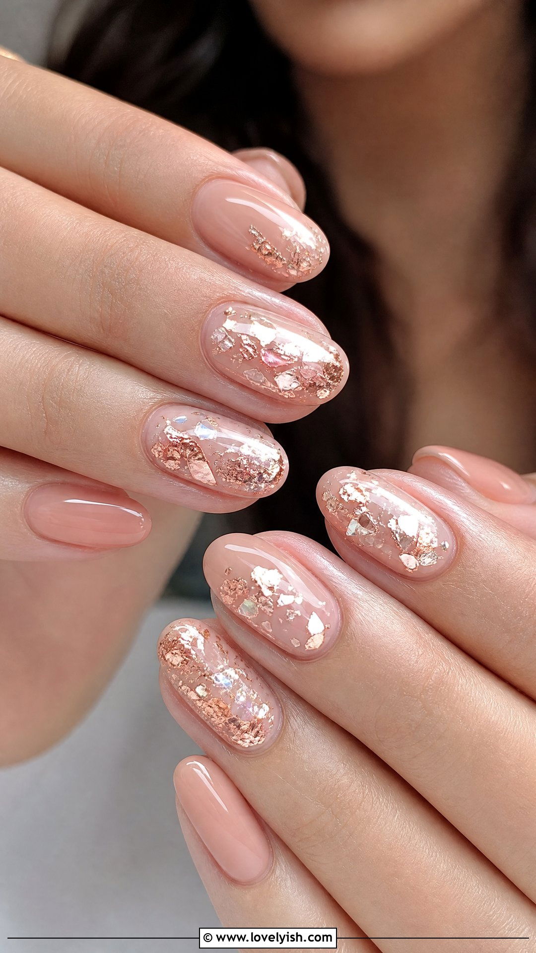 Nude and Rose Gold Foil Nails - 50 rose gold nails - 50 rose gold nails