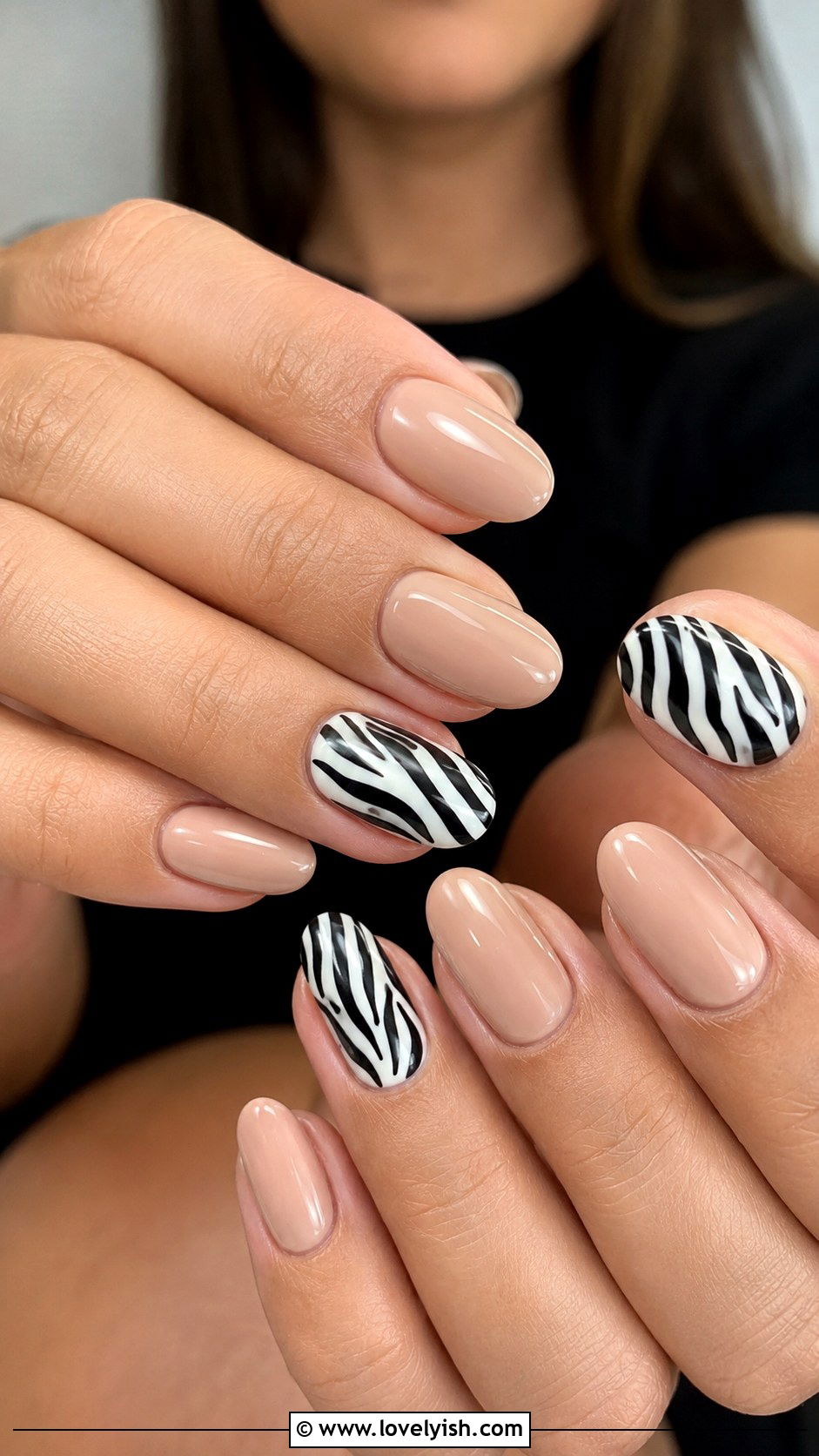 Nude and Zebra Print Accent Nails - 50 zebra print nails - 50 zebra print nails